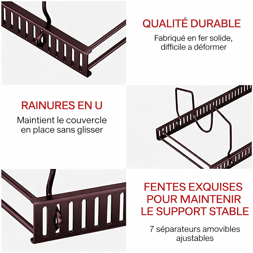 Novaelio – Range Couvercles & Poêles Réglable 7 Compartiments